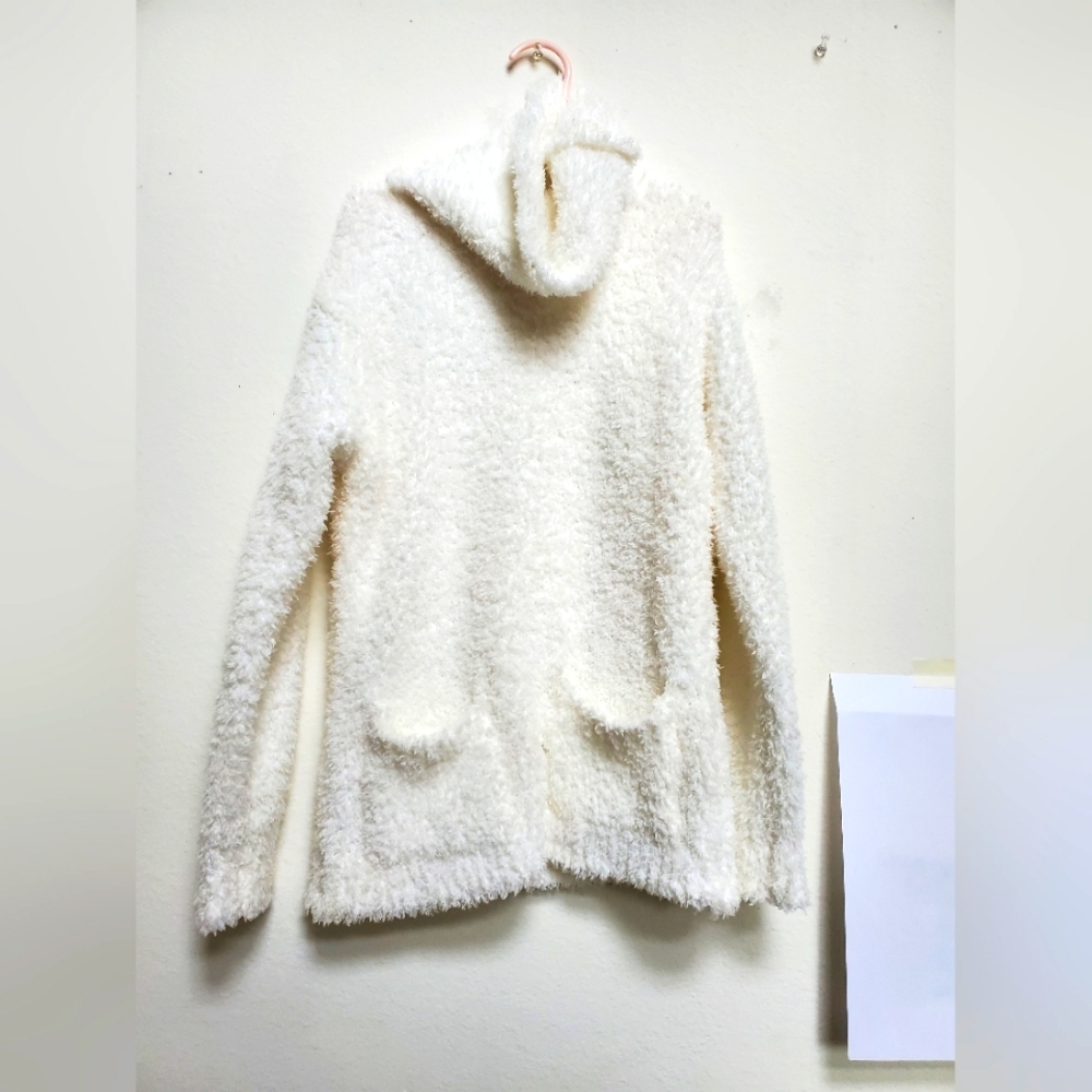 Fluffy white sweater